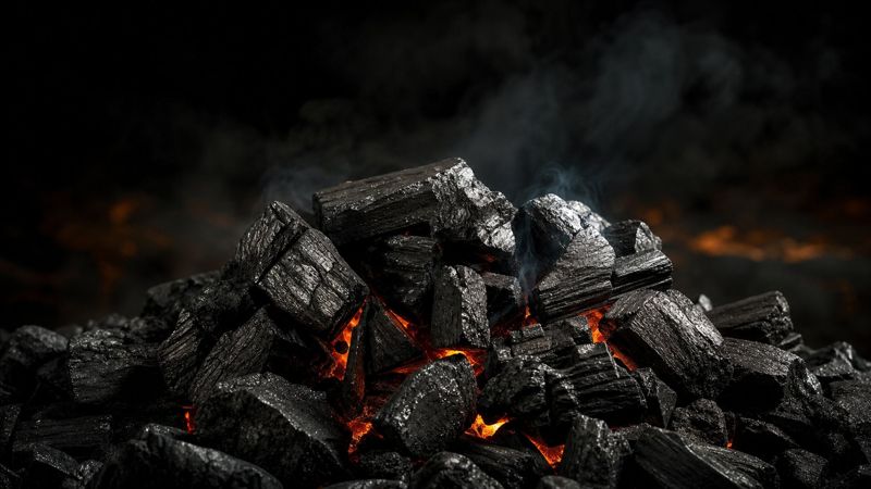 Dense Nigerian hardwood lump charcoal — the raw material behind every container we ship